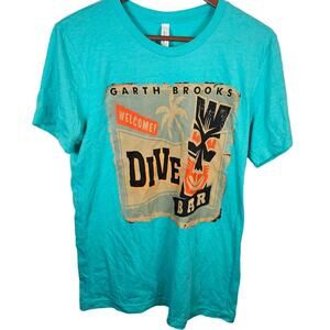 Garth Brooks Dive Bar Tour T-Shirt Size Medium Teal/Blue Country Music Band Tee